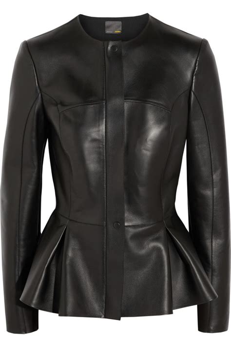 fendi leather peplum jacket|Fendi leather hooded jacket.